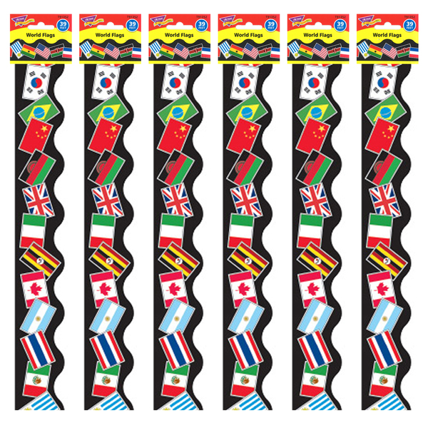 Trend Enterprises World Flags Terrific Trimmers®, 39 Feet/Pack, PK6 T91352